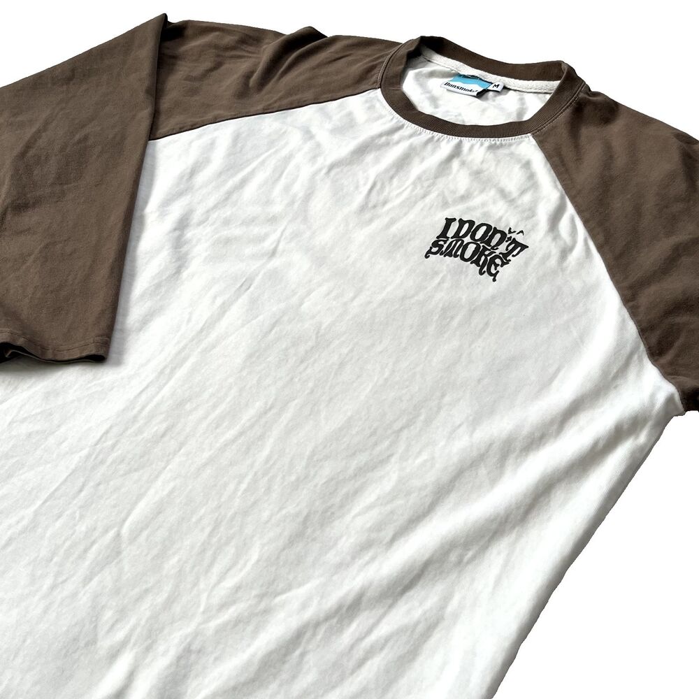 Donsmoke “I Don’t Smoke” Raglan T-Shirt – Brown & White Streetwear – Size Medium